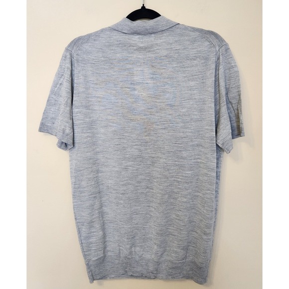 Collars & Co Mens Australian Merino Wool Short Sleeve Polo M Grey Johnny NWT - Picture 2 of 6